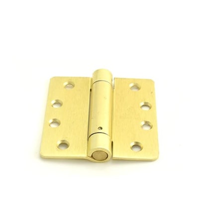 Hager 4 x 4 in. Full Mortise Single Acting 0.25 in. Radius Corner Spring Hinge, No. 037466 Satin Brass 125144.1